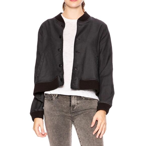 The Great. The Swingy Charcoal Bomber Jacket Hig-Low Silhouett Charcoal 2/M - Picture 4 of 12